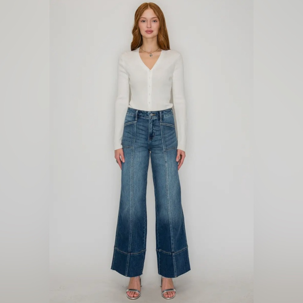 Artemis Vintage Tummy Control Palazzo Jeans Center Seam Wide Leg Dark Wash NWT - Picture 5 of 10